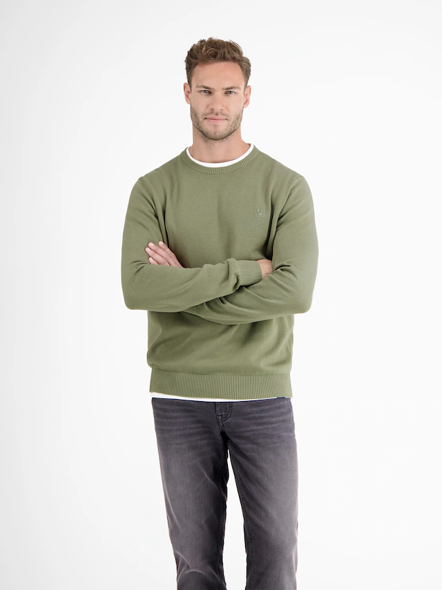 LERROS Strickpullover »Herren Strickpullover aus Baumwolle mit Crewneck Ausschnitt« Weicher Strick-Pullover, Rundhalsausschnitt, lange Ärmel, pflegeleicht