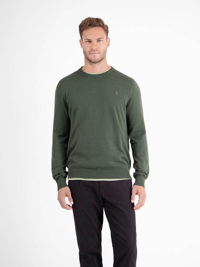 LERROS Strickpullover »Herren Strickpullover aus Baumwolle mit Crewneck Ausschnitt« Weicher Strick-Pullover, Rundhalsausschnitt, lange Ärmel, pflegeleicht