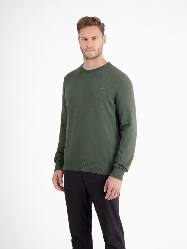 LERROS Strickpullover »Herren Strickpullover aus Baumwolle mit Crewneck Ausschnitt« Weicher Strick-Pullover, Rundhalsausschnitt, lange Ärmel, pflegeleicht