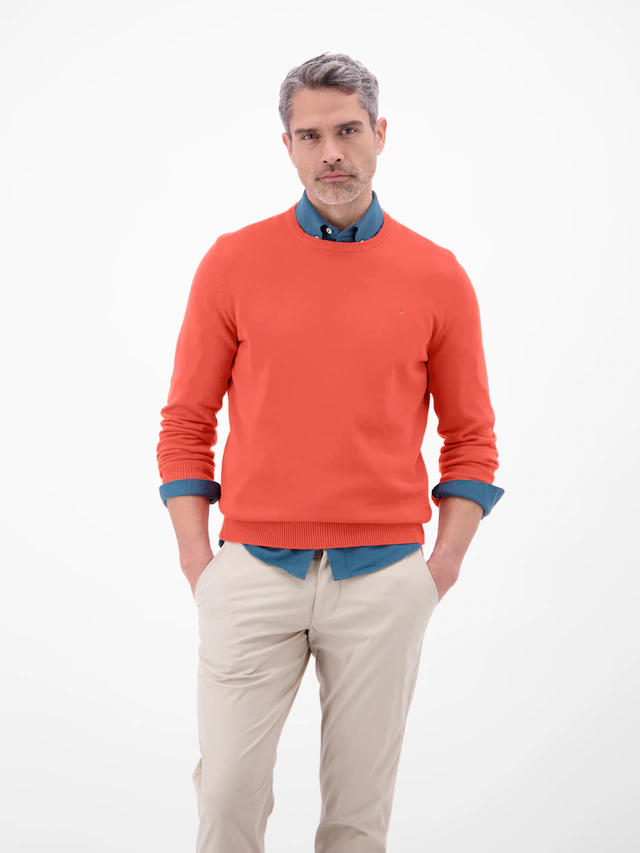 LERROS Strickpullover »Herren Strickpullover aus Baumwolle mit Crewneck Ausschnitt« Weicher Strick-Pullover, Rundhalsausschnitt, lange Ärmel, pflegeleicht
