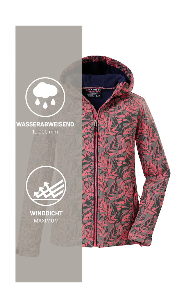 Killtec Softshelljacke »Mädchen Softshelljacke Print« Wasserdicht, windabweisend, atmungsaktiv, modischer Print