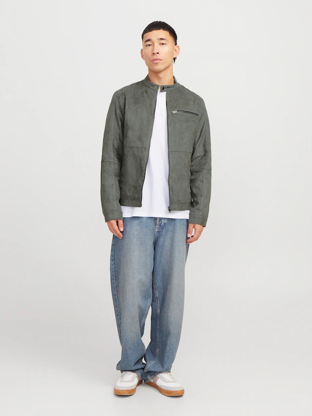 Jack & Jones Bikerjacke »JJEDYLAN mit wasserabweisender Funktion« ohne Kapuze unifarben, modisch, regular fit, Polyester