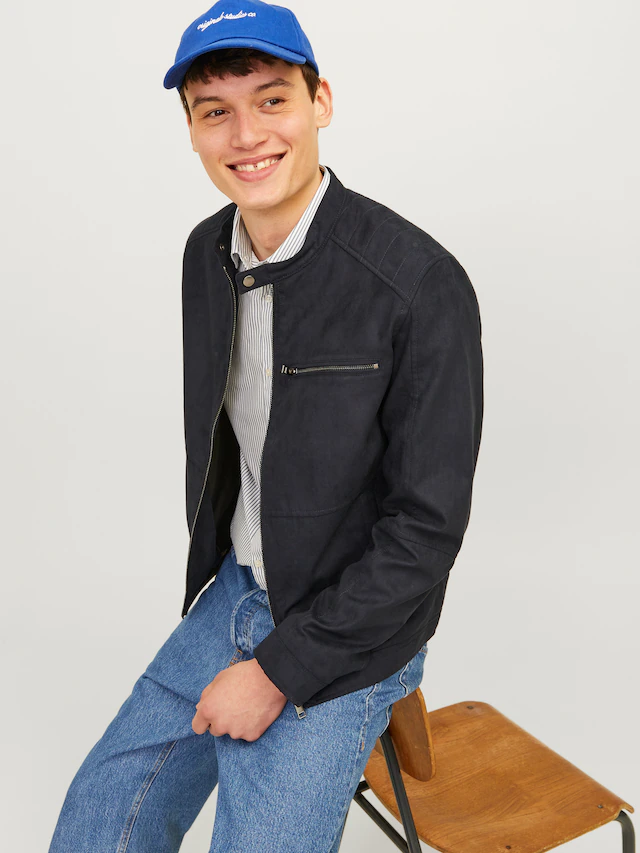 Jack & Jones Bikerjacke »JJEDYLAN mit wasserabweisender Funktion« ohne Kapuze unifarben, modisch, regular fit, Polyester