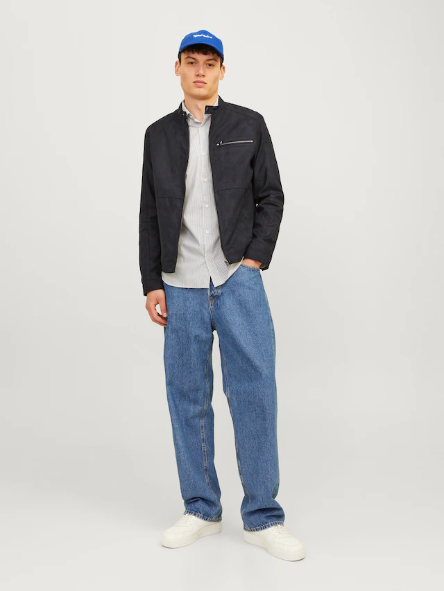 Jack & Jones Bikerjacke »JJEDYLAN mit wasserabweisender Funktion« ohne Kapuze unifarben, modisch, regular fit, Polyester