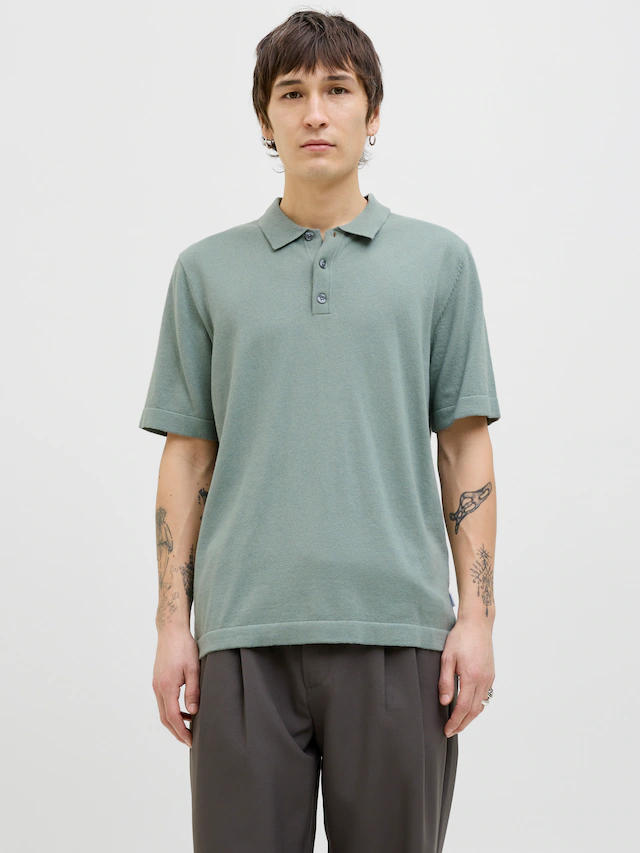 Jack & Jones Kurzarmpullover »JJEEMIL KNIT RELAXED POLO SS SN« mit Polo Kragen