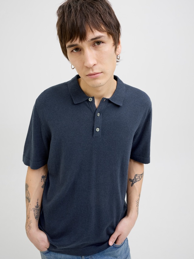 Jack & Jones Kurzarmpullover »JJEEMIL KNIT RELAXED POLO SS SN« mit Polo Kragen
