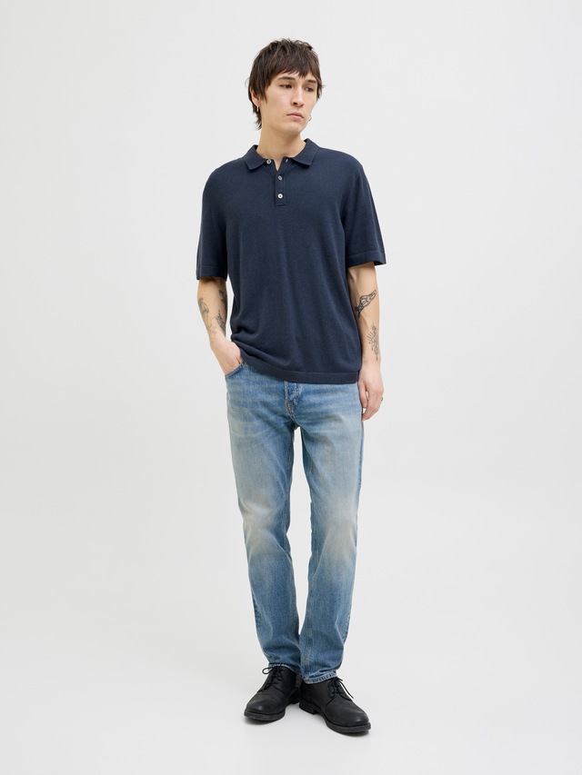 Jack & Jones Kurzarmpullover »JJEEMIL KNIT RELAXED POLO SS SN« mit Polo Kragen