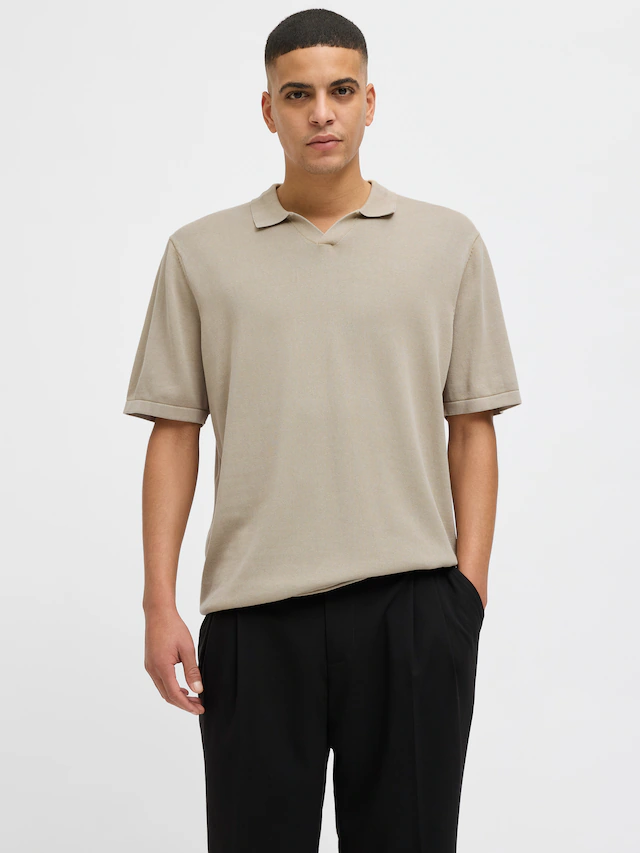 Jack & Jones Kurzarmpullover »JJELEO KNIT POLO SS LN« mit Polo Kragen