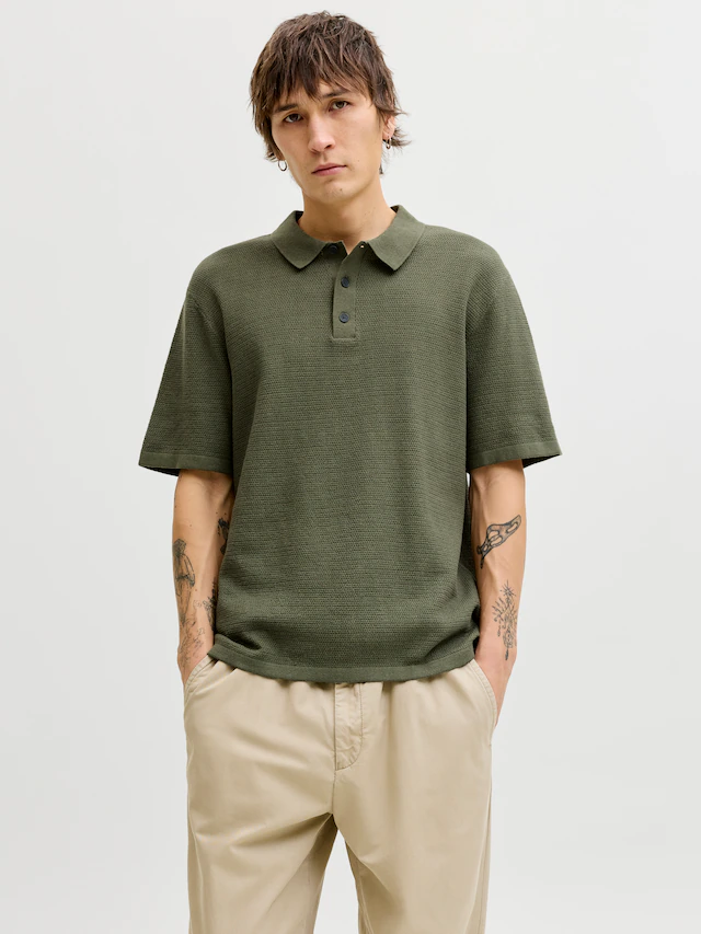 Jack & Jones Kurzarmpullover »JJEGEORGE KNIT POLO SS SN« mit Polo Kragen
