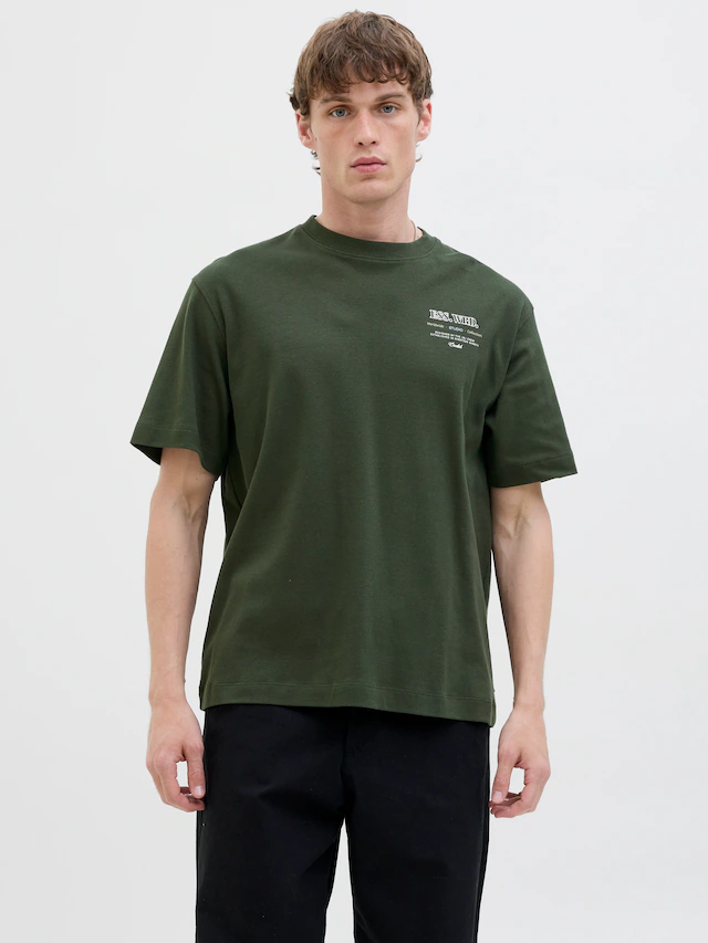 Jack & Jones Rundhalsshirt »JJEURBAN EDGE STUDIO TEE SS O-NECK NOOS« mit Front und Back Print