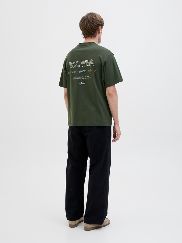 Jack & Jones Rundhalsshirt »JJEURBAN EDGE STUDIO TEE SS O-NECK NOOS« mit Front und Back Print