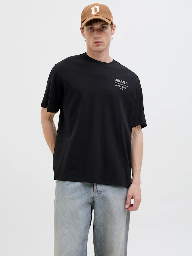 Jack & Jones Rundhalsshirt »JJEURBAN EDGE STUDIO TEE SS O-NECK NOOS« mit Front und Back Print