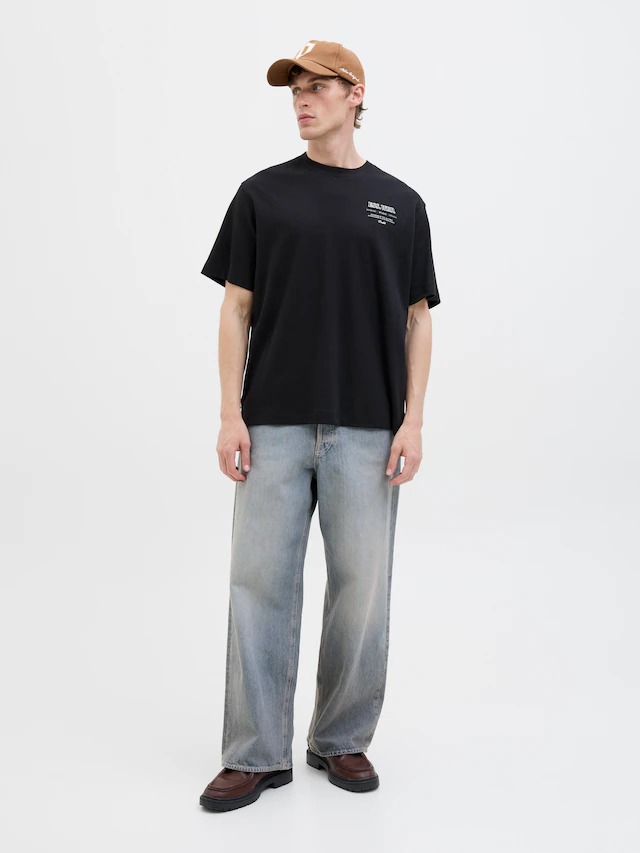 Jack & Jones Rundhalsshirt »JJEURBAN EDGE STUDIO TEE SS O-NECK NOOS« mit Front und Back Print