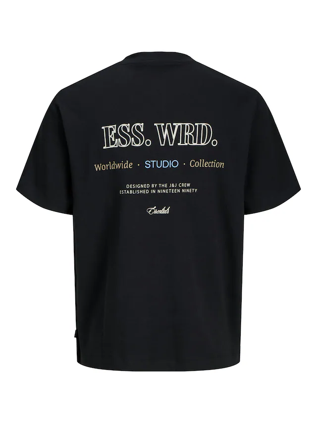 Jack & Jones Rundhalsshirt »JJEURBAN EDGE STUDIO TEE SS O-NECK NOOS« mit Front und Back Print