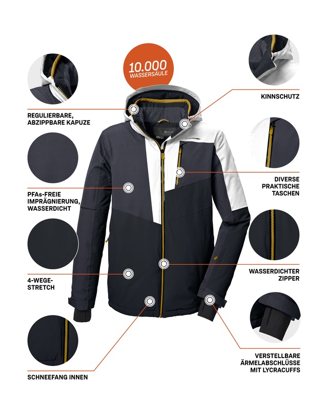 Killtec Skijacke »KSW 76 MN SKI JCKT« Herren Funktionsjacke: wasserdicht, atmungsaktiv, 4-Wege-Stretch