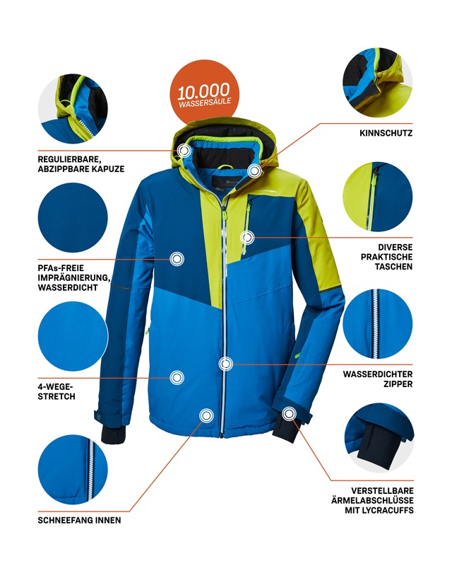 Killtec Skijacke »KSW 76 MN SKI JCKT« Herren Funktionsjacke: wasserdicht, atmungsaktiv, 4-Wege-Stretch