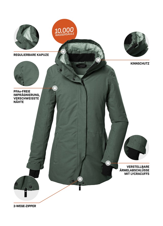Killtec Parka »KOW 93 WMN PKR« Wasser- und winddichter Damenparka, atmungsaktives Material