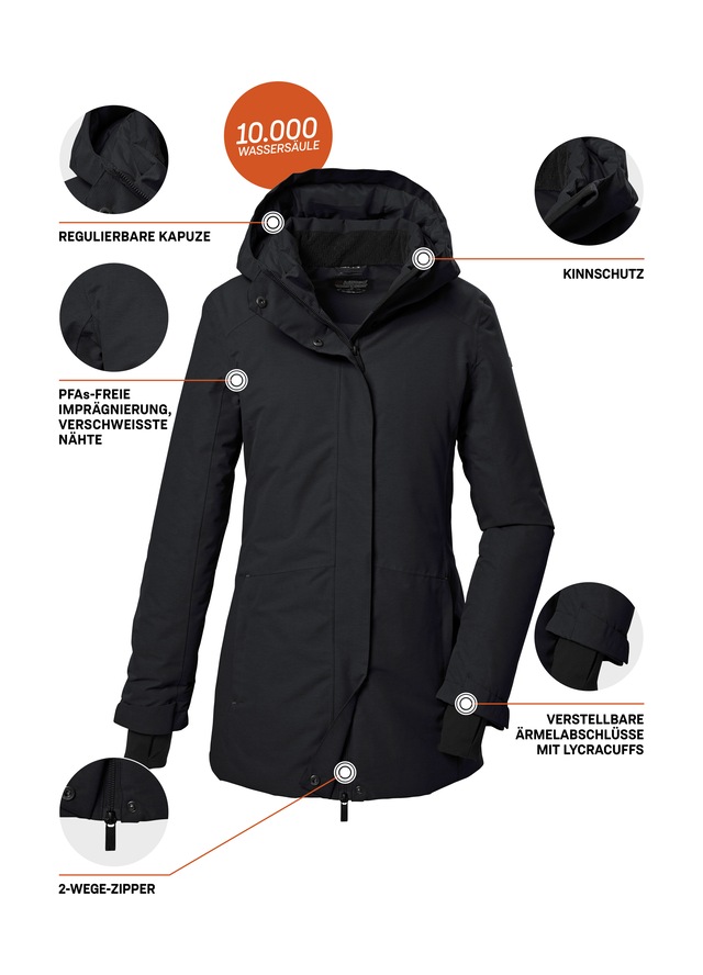 Killtec Parka »KOW 93 WMN PKR« Wasser- und winddichter Damenparka, atmungsaktives Material