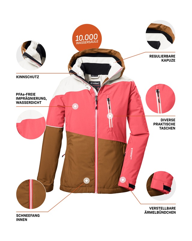 Killtec Skijacke »KSW 331 GRLS SKI JCKT« Atmungsaktive, wasserdichte Jacke mit Fleece-Innenseite, Skipasstasche