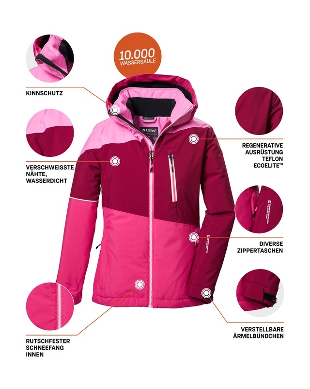 Killtec Skijacke »KSW 331 GRLS SKI JCKT« Atmungsaktive, wasserdichte Jacke mit Fleece-Innenseite, Skipasstasche