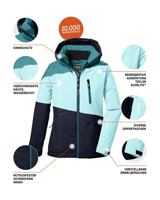 Killtec Skijacke »KSW 331 GRLS SKI JCKT« Atmungsaktive, wasserdichte Jacke mit Fleece-Innenseite, Skipasstasche