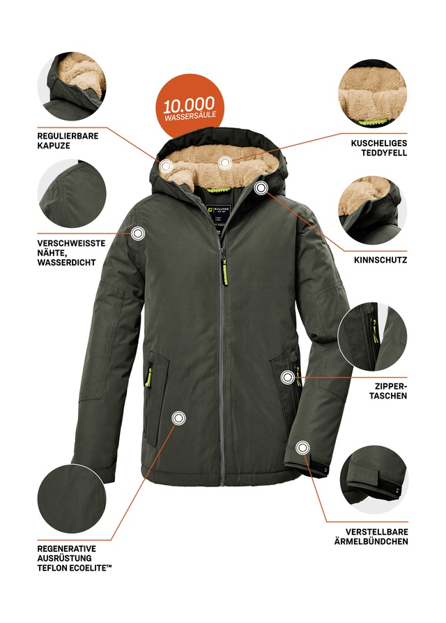Killtec Funktionsjacke »KOW 377 BYS JCKT« Wasserdichte Funktionsjacke mit Kapuze, warmem Futter und Kinnschutz