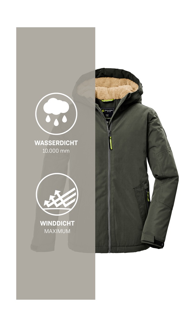 Killtec Funktionsjacke »KOW 377 BYS JCKT« Wasserdichte Funktionsjacke mit Kapuze, warmem Futter und Kinnschutz