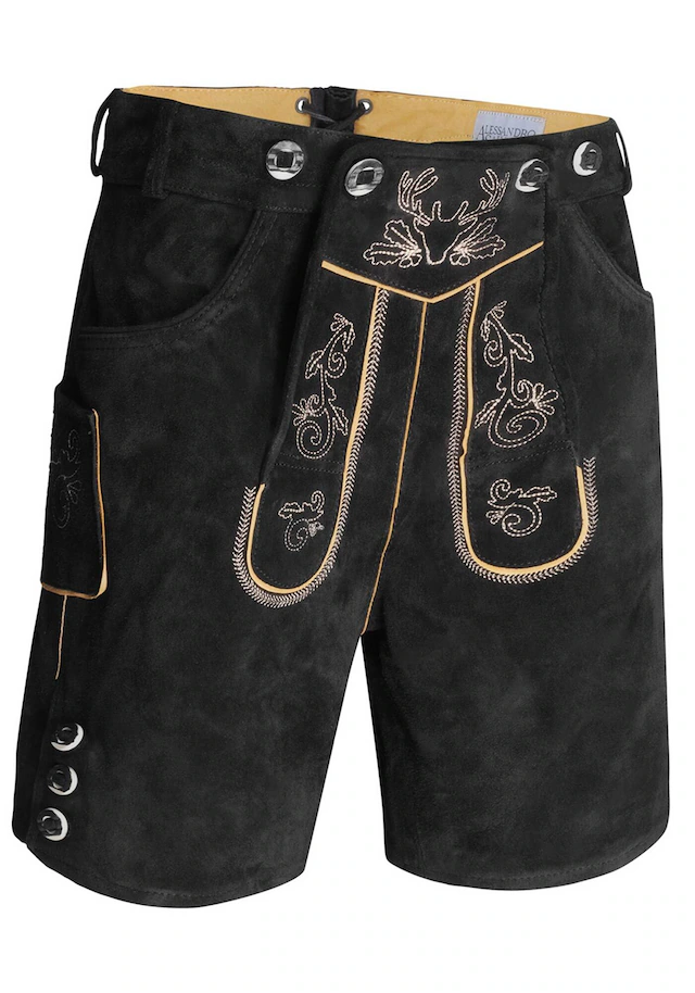 Alessandro Salvarini Trachtenlederhose »ASLederiio« Aus echtem Leder inkl. Träger