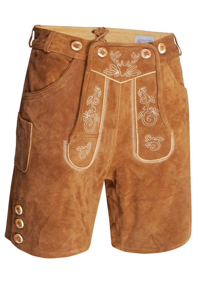 Alessandro Salvarini Trachtenlederhose »ASLederiio« Aus echtem Leder inkl. Träger