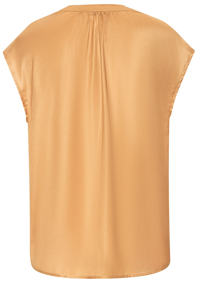 LASCANA Satinbluse »mit kurzen Ärmeln und kleiner Knopfleiste« Kurzarmbluse mit lockerer Passform, Partyshirt, Blusenshirt, festlich