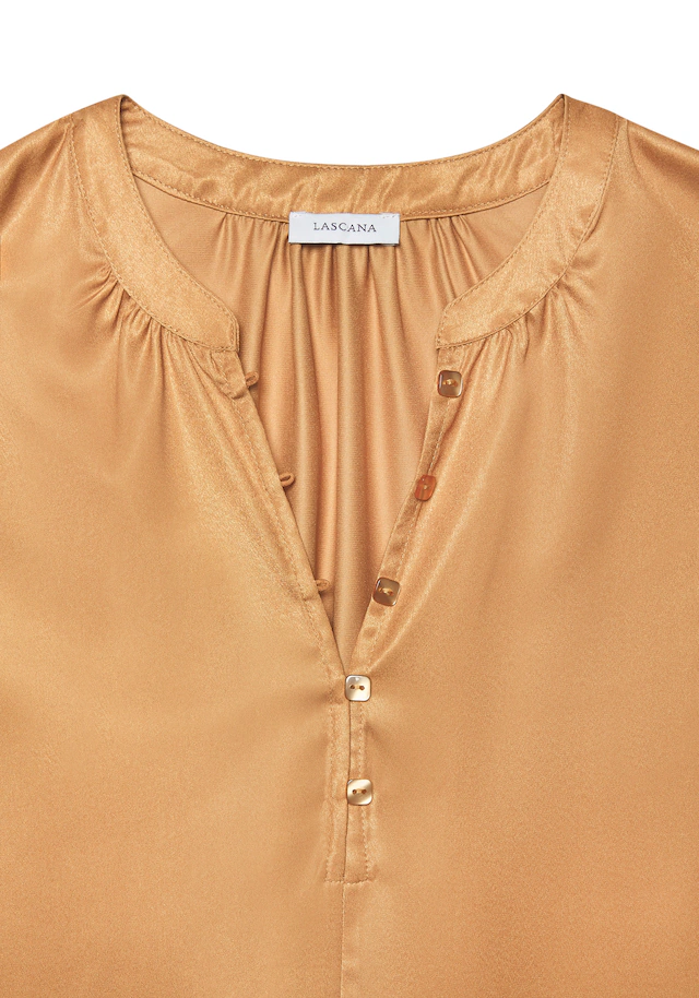 LASCANA Satinbluse »mit kurzen Ärmeln und kleiner Knopfleiste« Kurzarmbluse mit lockerer Passform, Partyshirt, Blusenshirt, festlich