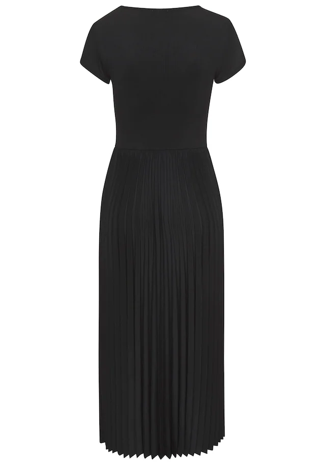 LASCANA Midikleid »mit Plisseerockteil, bügelfreie Qualität« Ohne Taschen elegantes Sommerkleid, Festkleid, Plisseekleid, modisch