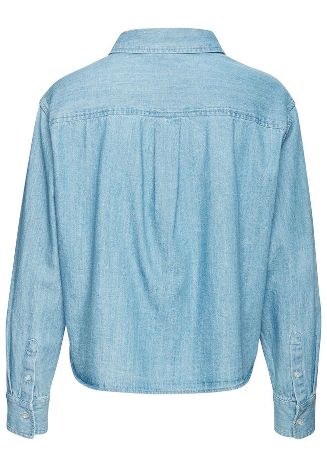 Buffalo Jeansbluse »mit Brusttasche aus reiner Baumwolle« verkürzte Hemdbluse, lässige Damenbluse aus leichter Denimware, casual