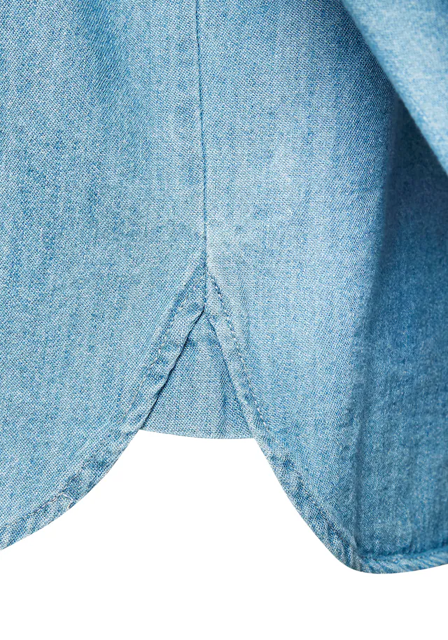 Buffalo Jeansbluse »mit Brusttasche aus reiner Baumwolle« verkürzte Hemdbluse, lässige Damenbluse aus leichter Denimware, casual