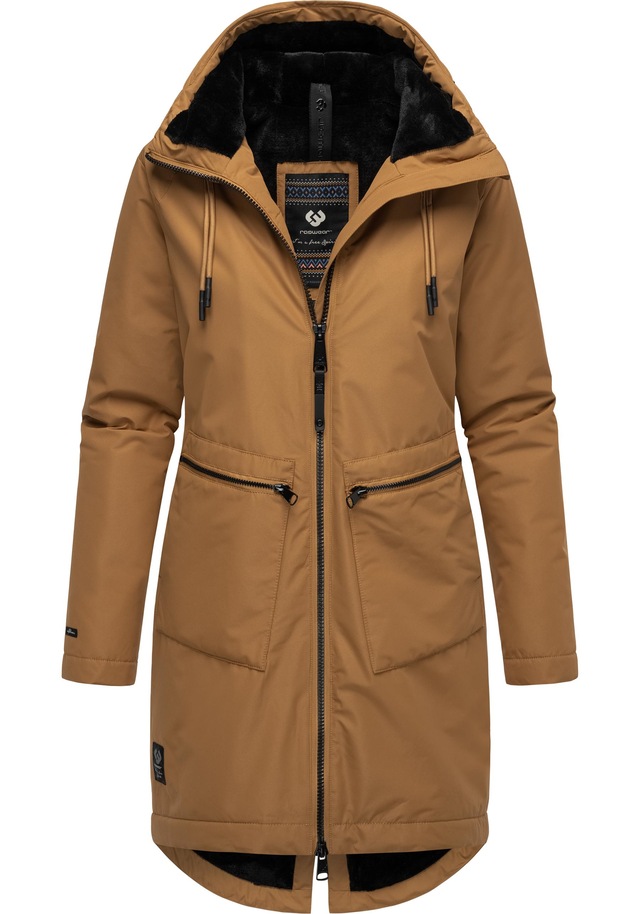 Ragwear Kurzmantel »Holstic« Wasserdichter Damen Wintermantel mit Kunstfell am Kragen