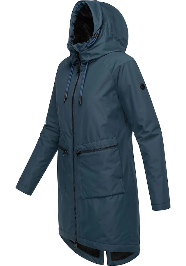 Ragwear Kurzmantel »Holstic« Wasserdichter Damen Wintermantel mit Kunstfell am Kragen