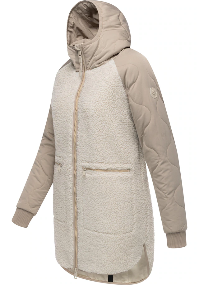 Ragwear Fellimitatmantel »Longeddy« Kuscheliger Plüschmantel mit Kapuze
