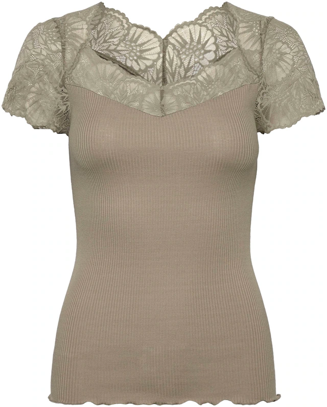 rosemunde Spitzenshirt »Beatha Lace Capsleeve T-Shirt mit Seide« wunderschöne elastisch weiche Vintage-Spitze an Ausschnitt und Ärmeln