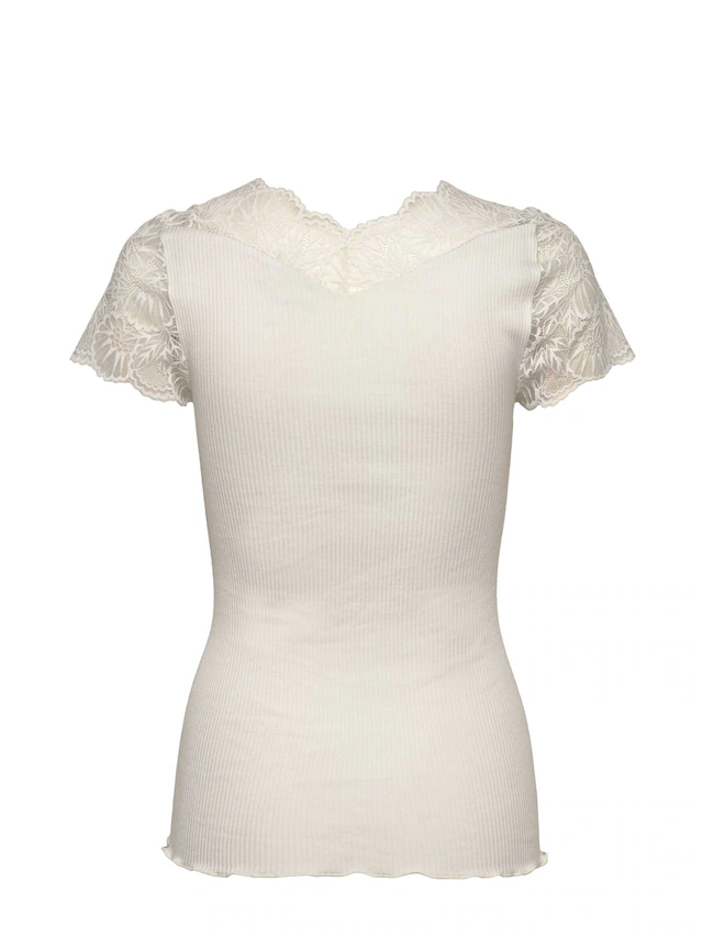 rosemunde Spitzenshirt »Beatha Lace Capsleeve T-Shirt mit Seide« wunderschöne elastisch weiche Vintage-Spitze an Ausschnitt und Ärmeln
