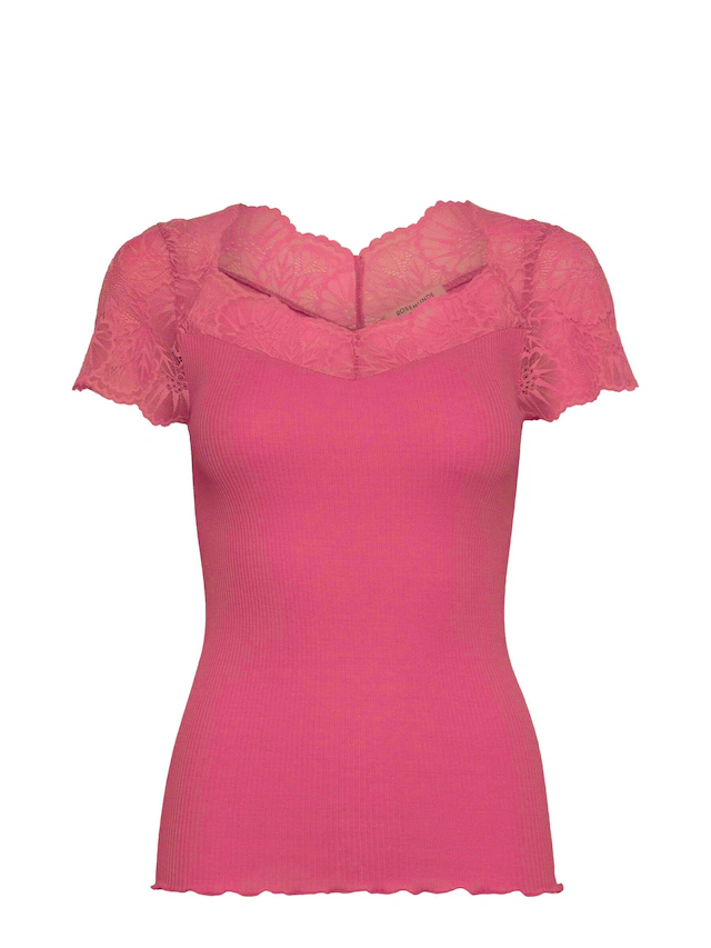 rosemunde Spitzenshirt »Beatha Lace Capsleeve T-Shirt mit Seide« wunderschöne elastisch weiche Vintage-Spitze an Ausschnitt und Ärmeln