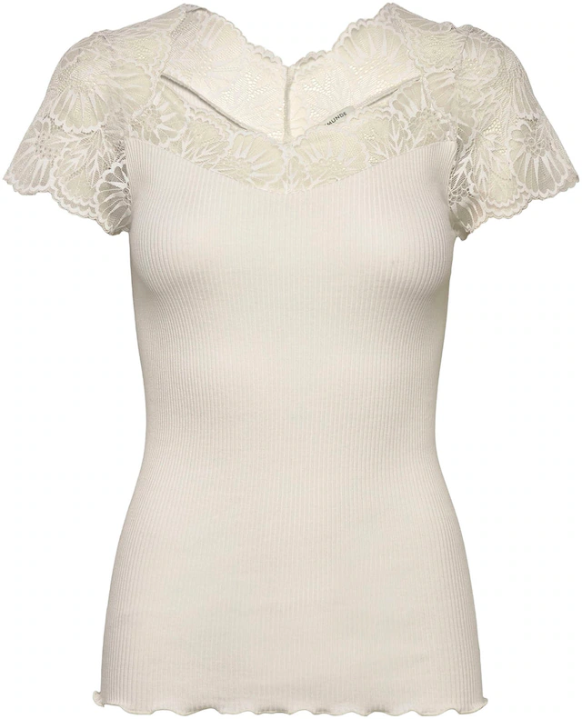 rosemunde Spitzenshirt »Beatha Lace Capsleeve T-Shirt mit Seide« wunderschöne elastisch weiche Vintage-Spitze an Ausschnitt und Ärmeln