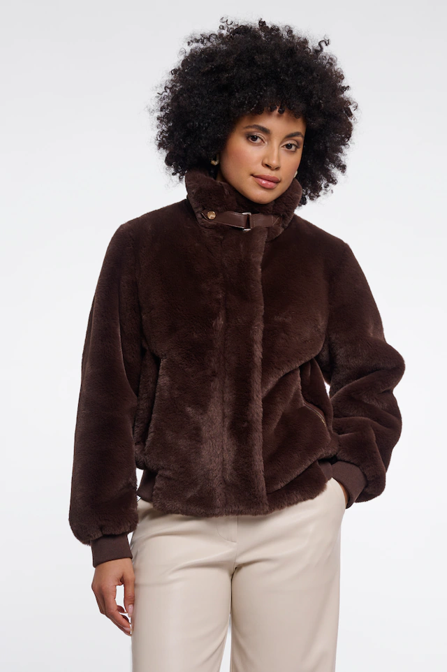 Rino & Pelle Fellimitatjacke »AMBRA« mit Riemen-Detail