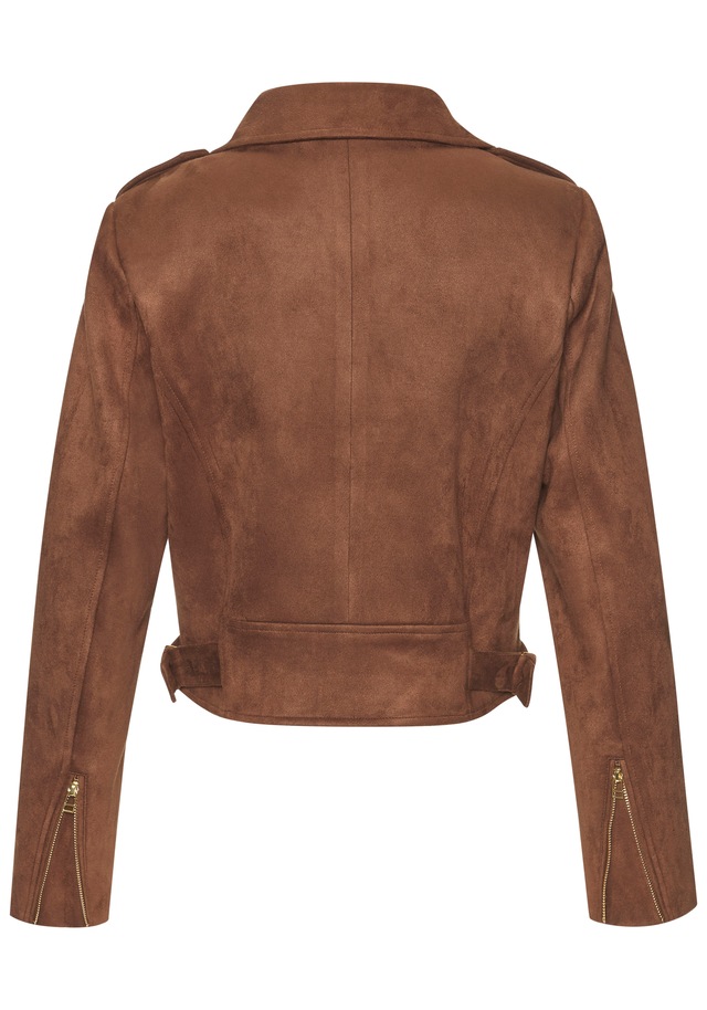 LASCANA Bikerjacke »in Veloursleder-Optik« modische Übergangsjacke aus Velourlederimitat, kurze Lederimitatjacke
