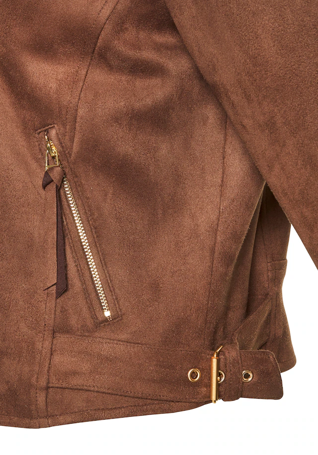 LASCANA Bikerjacke »in Veloursleder-Optik« modische Übergangsjacke aus Velourlederimitat, kurze Lederimitatjacke
