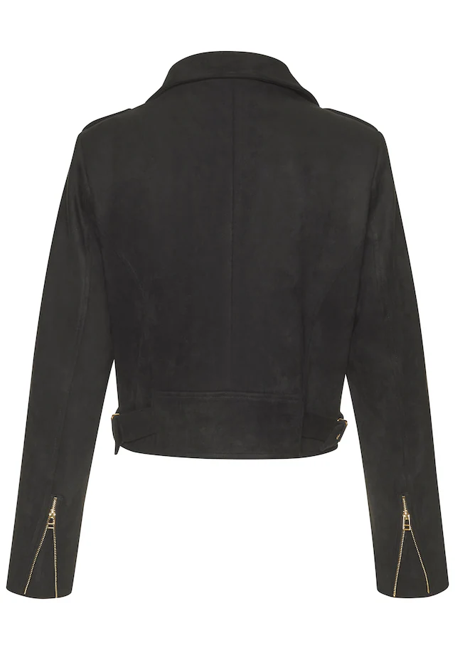 LASCANA Bikerjacke »in Veloursleder-Optik« modische Übergangsjacke aus Velourlederimitat, kurze Lederimitatjacke