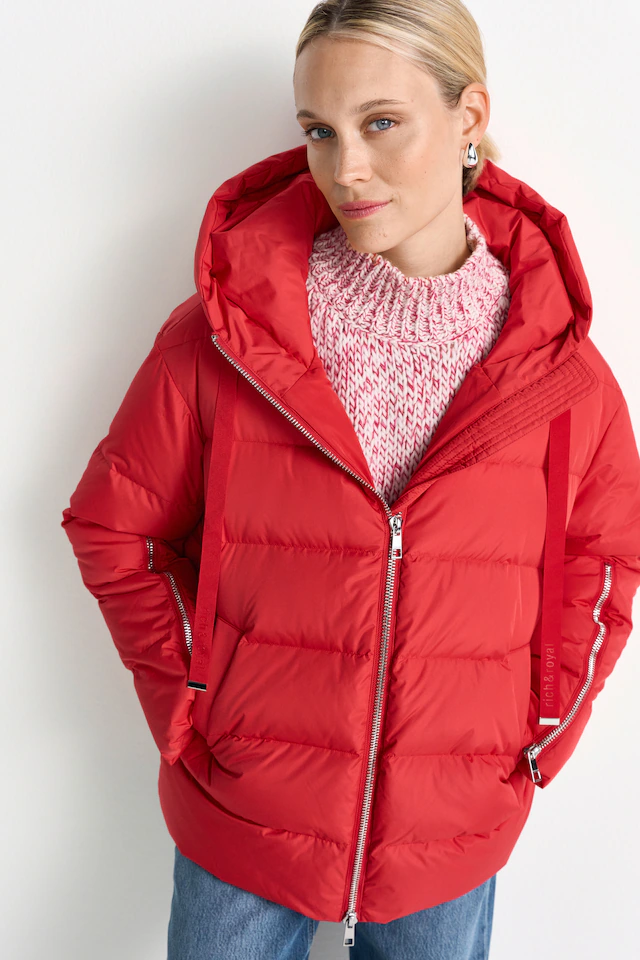 RICHROYAL Steppjacke mit Kapuze oversized, 2-Wege-Reißverschluss, Winterjacke