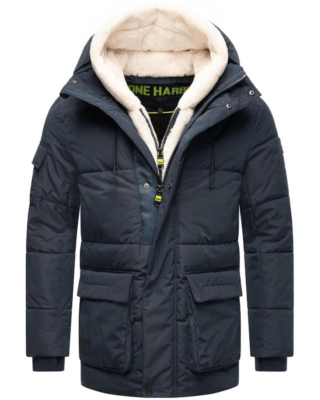 Stone Harbour Winterjacke »Lauroo XX« mit Kapuze urbane Herren Steppjacke mit kuscheligem Teddyfleece