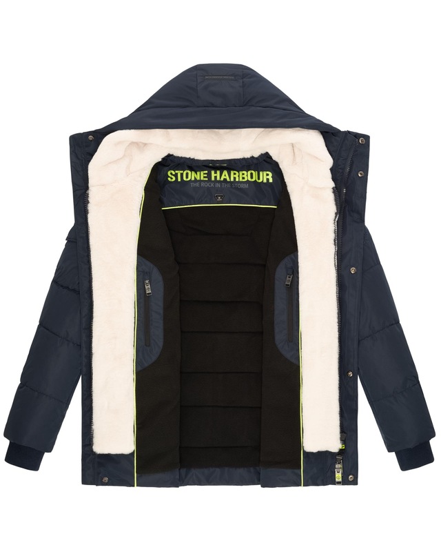 Stone Harbour Winterjacke »Lauroo XX« mit Kapuze urbane Herren Steppjacke mit kuscheligem Teddyfleece