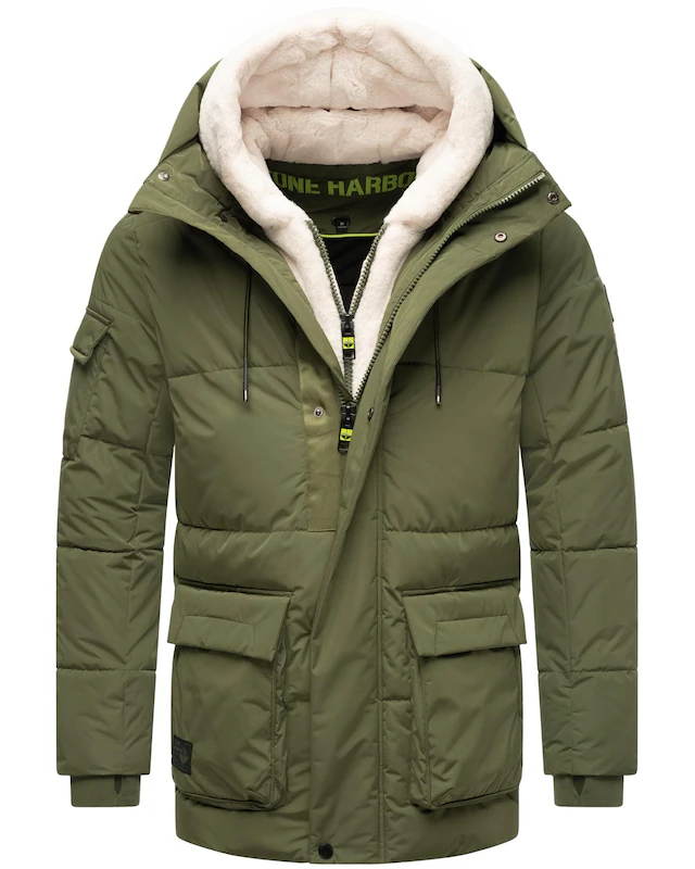 Stone Harbour Winterjacke »Lauroo XX« mit Kapuze urbane Herren Steppjacke mit kuscheligem Teddyfleece