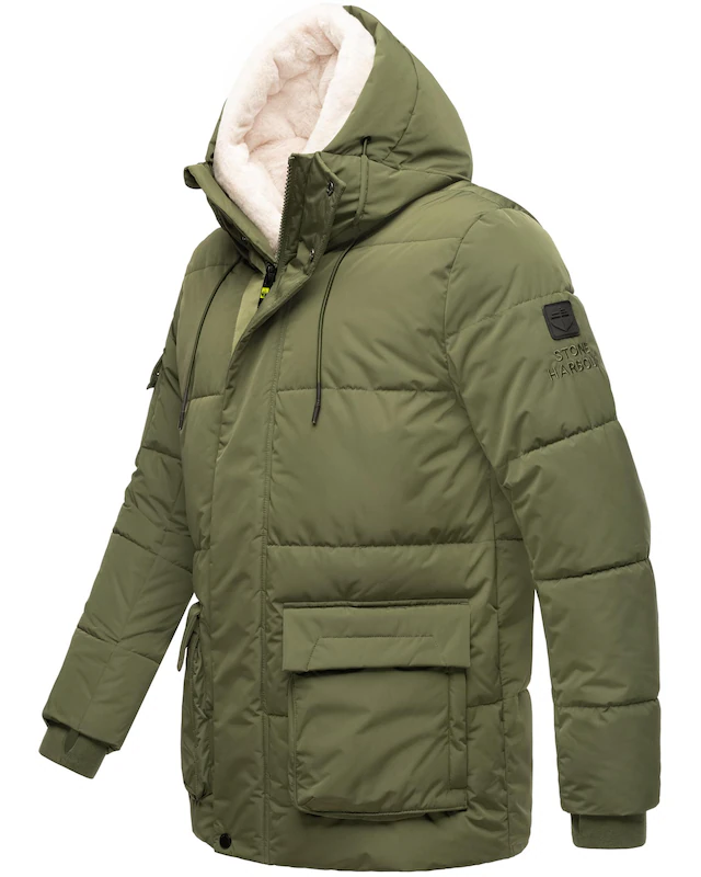 Stone Harbour Winterjacke »Lauroo XX« mit Kapuze urbane Herren Steppjacke mit kuscheligem Teddyfleece